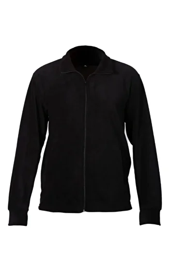 ModAras Unisex Μαύρο Παλτό Fleece με γιακά με φερμουάρ - Μαύρο - ARASSUMATPAOLAAR-SIY