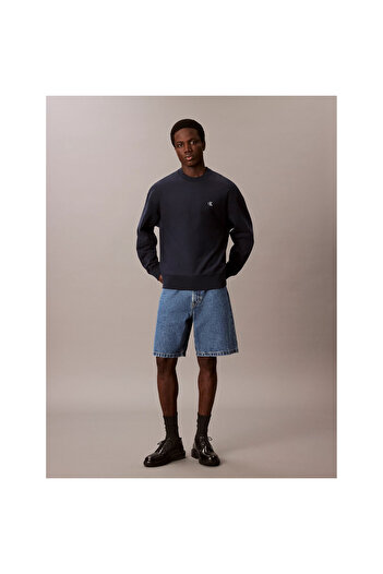 Calvin Klein Men's Regular Fit Crew Neck Embroidery Logo Sweatshirt - Navy Blue