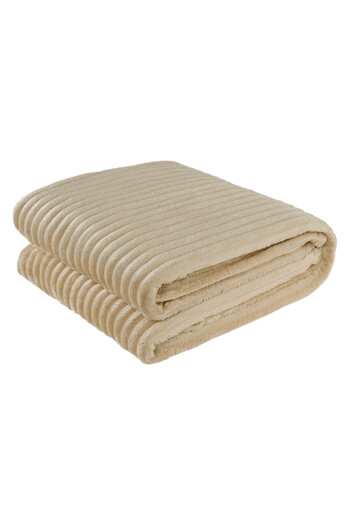 Dormitio Soft flannel blanket with ribbed texture, Dormitio®, 150x200 cm, 280gsm, Beige