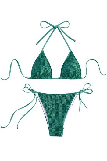 Mixbo - Two-Piece Swimsuit, Creponated, Deep Green, Size M