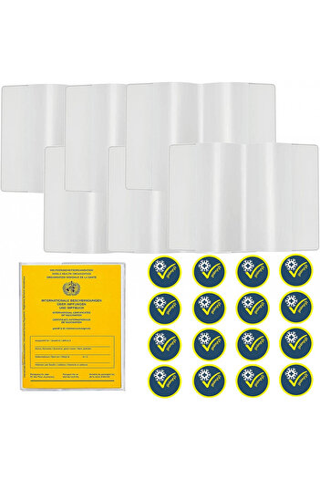 BINXWA Set of 6 covers with 16 stickers for certificate, PVC, transparent, 200 x 137 mm