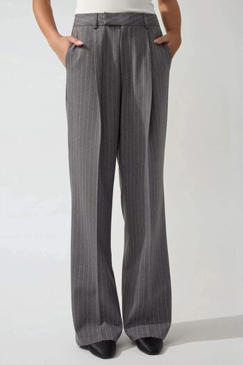 Hiccup Pleated Striped Straight Leg Trousers