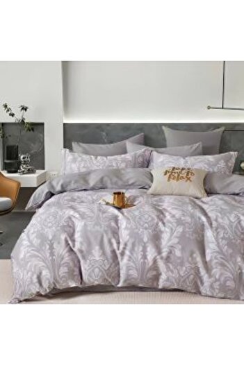 Ralex 6 Piece Double Bed Bedding Set Percale Cotton 100%, Modern Grey, Pucioasa
