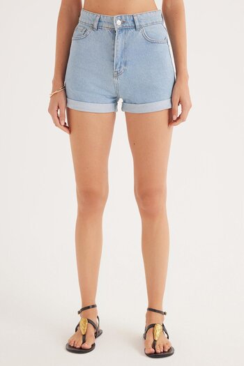 Tudors Women's Slim Fit Slim Fit 100% Cotton Folded Leg Dark Blue Jean Denim Shorts