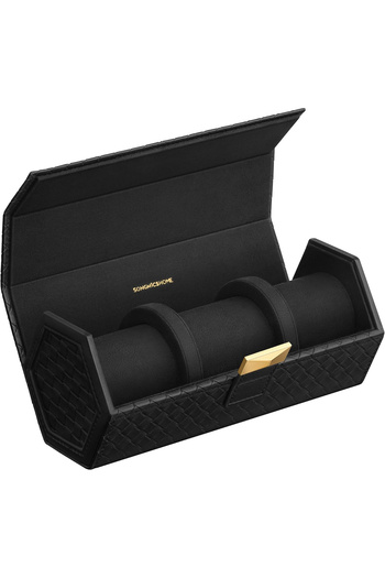 SONGMICS Ronne Watch Travel Box, 3 Compartments + Hidden Space, 21x10x9 cm, Black