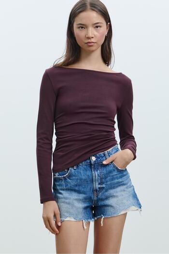 Stradivarius Long sleeve T-shirt with gathering