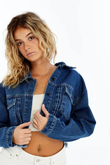 CHOS7N Jachetă de blugi pentru femei Bomber oversize Design de nișă Originalitate Potrivită pentru utilizare zilnică Paltoane elegante Jachetă de blugi crop
