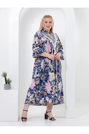 AFandina Exclusive printed midi jalabiya with a modern design A-391