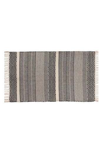 Davida Dreams Beige with black stripes cotton rug, 90 x 60 cm