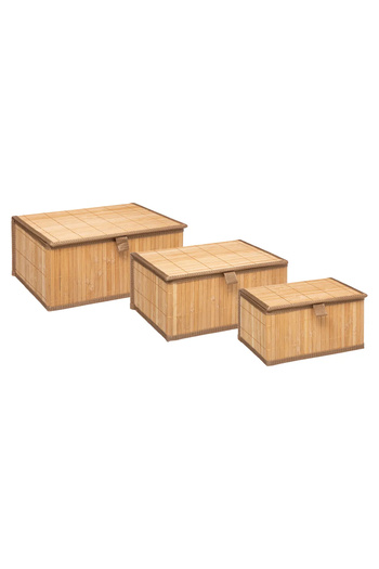 5FiveSmart Set of 3 rectangular 5Five bamboo boxes, sizes S-M-L, 32x25x16 cm, natural