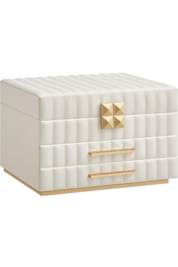SONGMICS 3-tier jewelry box, with mirror and removable trays, 22x24x16 cm, cream white