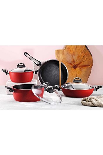 Aryıldız Paris 7 piece red cookware set