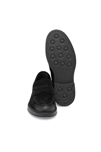 Tergan Siyah Hakiki Süet Deri Erkek Loafer - E24S1AY56971-A01