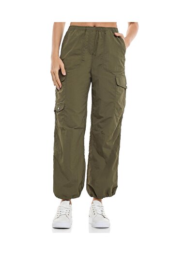 R&B Solid Cargo Jogger Pants with Elastic Waist