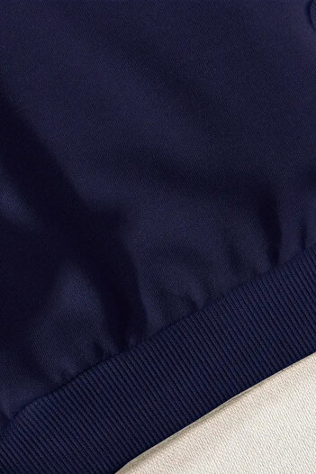 VBSVİBES Unisex Navy Blue Παιδικό φούτερ με λαιμόκοψη – Καρό γάτα, χοντρό ύφασμα με στάμπα