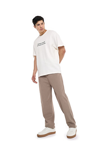 R&B Textured Straight Fit Pants with Drawstring Waist