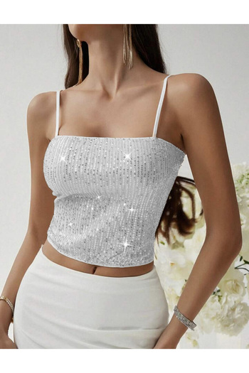 AFR CLOTHES Women's Straped Inner Lined Sequence Crop Top