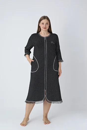 ROMEO LİFE Women's Plus Size Viscose Modal Fabric Patterned Zipper Dress 8020