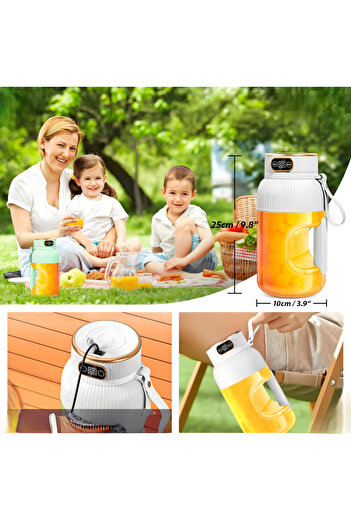 zola 2 in 1 portable blender, 150W, 1L capacity, 10 blades, digital display, USB charging, 25 x 10 cm, white