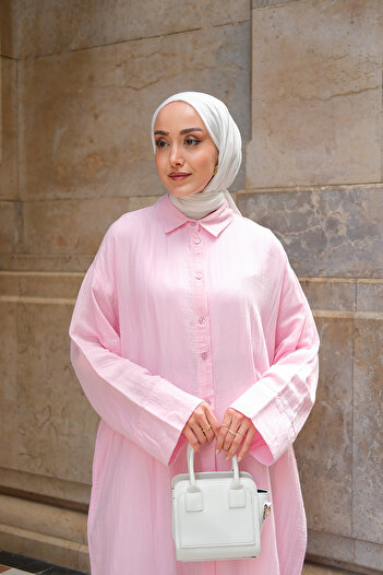 LOCCO Women's Midi Length Shirt Powder