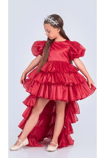 Mnk Baby&Kids Girl's Attachable Tail Detail, Crown Aspendos Evening Dress M00758 Red