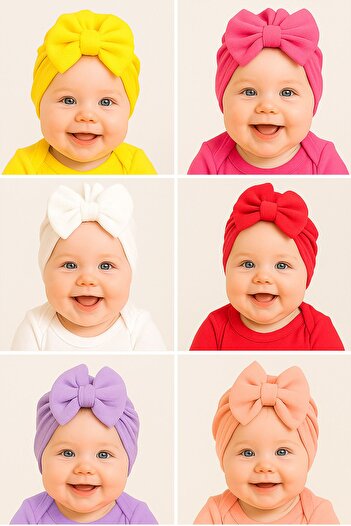 Sitilin Baby Double Layer Bowknot Bonnet 100% Cotton, Newborn and 0–12 Months Compatible Skin Friendly Stl7077