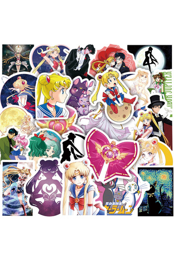 choice2 50PCS 10/30/50PCS Sailor Moon Decoration Stickers Anime Cute Aesthetic Cartoon Decals DIY Notebook W