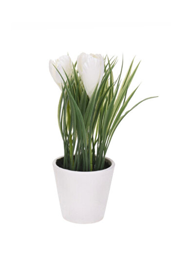 Koopman Planta artificiala Spring Branduse, Azay Design, flori de primavara in ghiveci alb inaltime 21cm