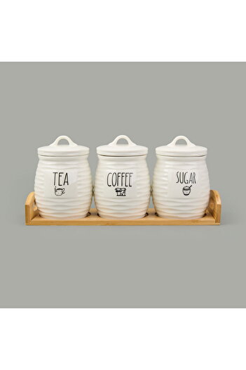 ASPARTAM Kitchen 3-Piece Ceramic Spice Rack Set - White