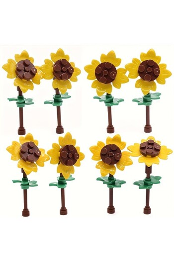 Choice Sunflower-8pcs 8 Set DIY Sunflower Field Building Blocks, Mixed Color ABS Material, Creative Garden