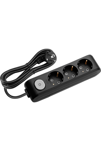 VİKO -90137305 مقبس ثلاثي أسود متعدد الأغراض مع مفتاح آمن للأطفال 5 أمتار