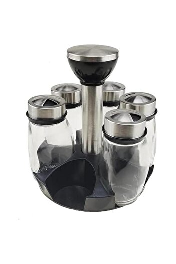 Tradeo 7PC Revolving Spice Rack with Glass Jars, Spinner Countertop Organizer for Kitchen & Gift Idea
