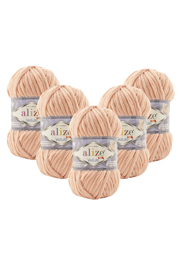 Alize 5 Pieces Velluto Velvet Hand Knitting Yarn 866 Pink