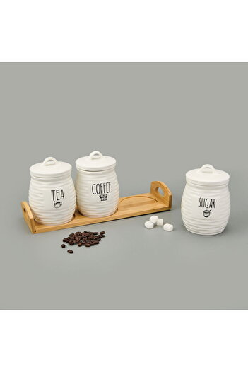 ASPARTAM Kitchen 3-Piece Ceramic Spice Rack Set - White