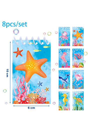 Choice 8pcs-XQ004 8pcs Underwater Sea Animals Mini Spiral Pocket Notebooks Memo Pad Coil Booklet Notepads F