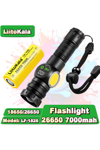 liitokala LF-1826(LII-70S) High-Lumen COB Laser Flashlight, (White/Red/Flash), Aircraft-Grade Alumin