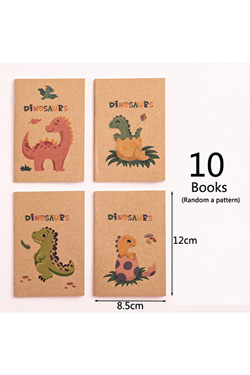 Choice 10 books Dinosaur 10 Pack Mini Retro Kraft Notebooks 16 Sheets Space Cartoon Fruit Pocket Journals f