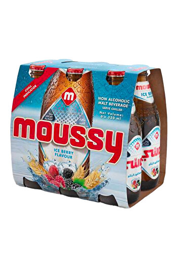 Moussy Non Alcoholic Malt Beverage Ice Berry Flavour, 330ml × 6