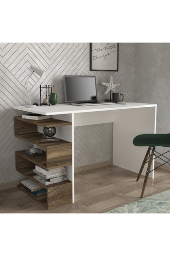 UnicUtil Desk, Modern BrownSpace, UnicUtil, 120 x 60 x 75 cm, White and Brown, UUDESK34