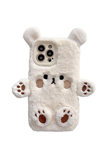 Flippy Protective Case, Flippy, for Apple iPhone 12 Pro Max, Model Fluffy Bear with Ears, Hands and Feet, S