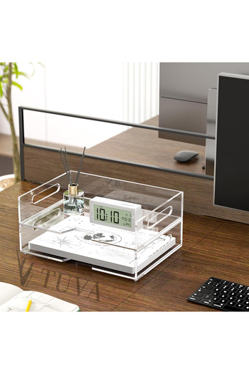 TUVA REKLAM Tuva Horizontal Form Two Shelf Magazine Book Envelope File Tabletop Organizer Organizer Magazine Holder (30 X 20 cm)