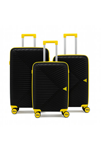 Mnuk VIATOR Set of 3 Luggage with PP Material, Anti-Theft double Zipper | 20/24/28-Black
