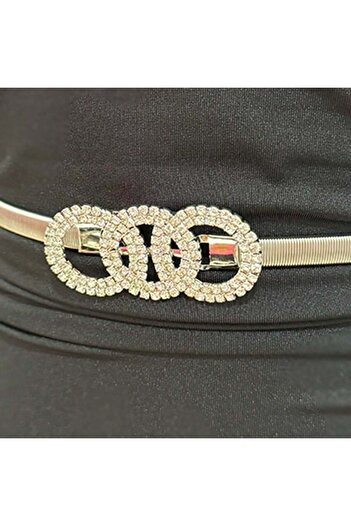FashionForYou HoXX elastic metal belt, buckle - Olimpic Crystal, Silver