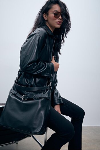 Stradivarius Handbag with studded belt