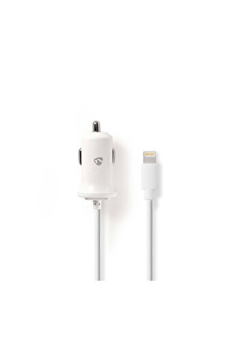 Nedis Incarcator auto 12V - Apple Lighting 2.4A certificat MFi alb 1m
