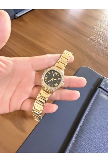 LOOQ New Model Women's Wristwatch with Zircon Stone Detail and Roman Numerals