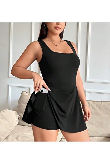 MAROVOAY Mini Flared Dress with Pockets and Tights Inside