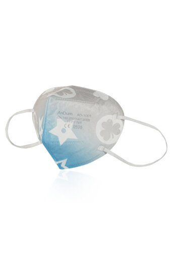 THK FFP2 Masks Gray/Blue with drawings Set of 50, model AD-1001, 5 layers, individually wrapped