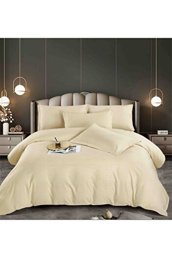FIONNA.RO Satin Damask Bed Linen 6 Pieces - Cream