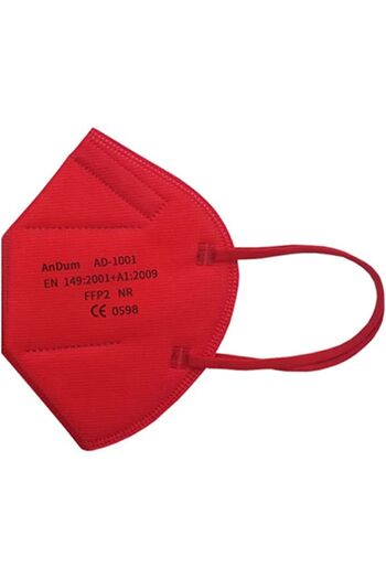 THK Red FFP2 masks individually wrapped, model AD-1001, 5 layers, set of 5